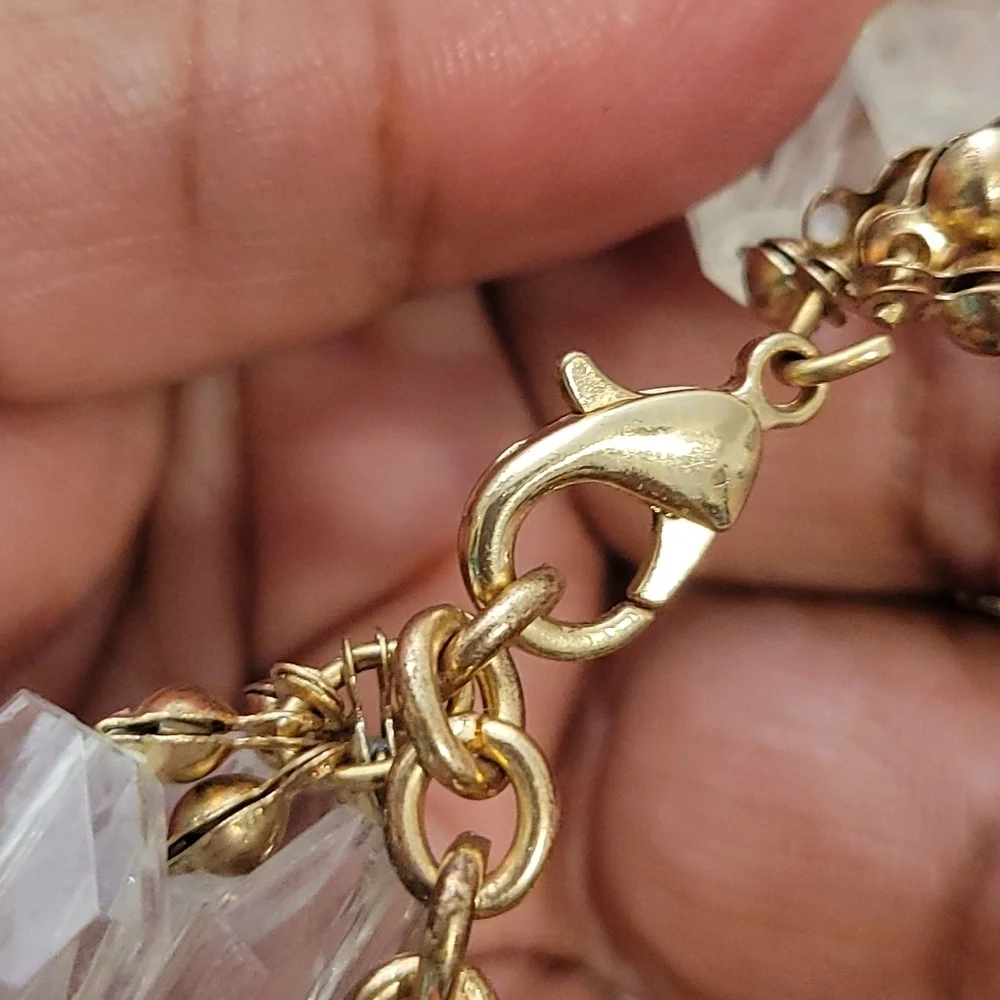 Clear Cut 4-Strand Necklace w/ Goldtone Lobster Clasp